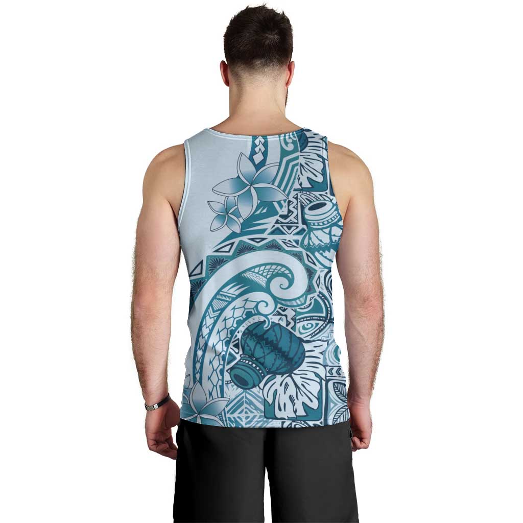 Aloha Hawaii Tapa Men Tank Top Cool Turquoise Hawaiian Ipu LT7 - Polynesian Pride