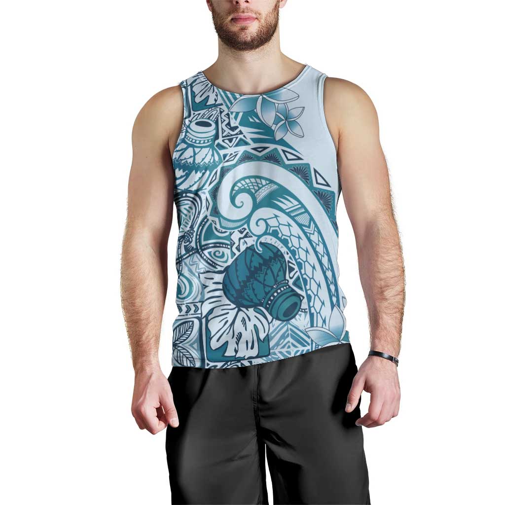 Aloha Hawaii Tapa Men Tank Top Cool Turquoise Hawaiian Ipu LT7 - Polynesian Pride