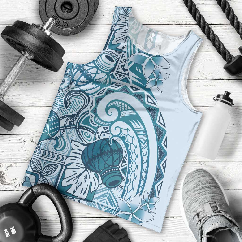 Aloha Hawaii Tapa Men Tank Top Cool Turquoise Hawaiian Ipu LT7 - Polynesian Pride