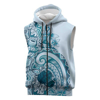 Aloha Hawaii Tapa Sleeveless Zip Hoodie Cool Turquoise Hawaiian Ipu LT7