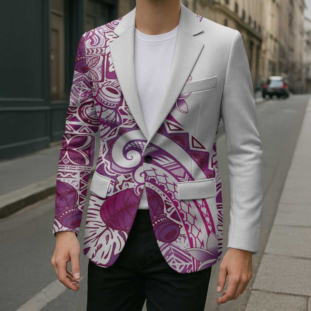 Aloha Hawaii Tapa Blazer Vibrant Fuchsia Hawaiian Ipu - Polynesian Pride