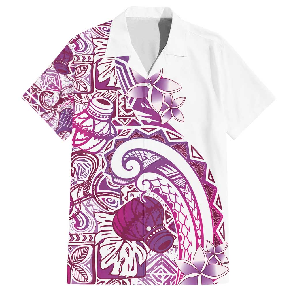 Aloha Hawaii Tapa Family Matching Off Shoulder Maxi Dress and Hawaiian Shirt Vibrant Fuchsia Hawaiian Ipu LT7 Dad's Shirt - Short Sleeve Fuchsia - Polynesian Pride