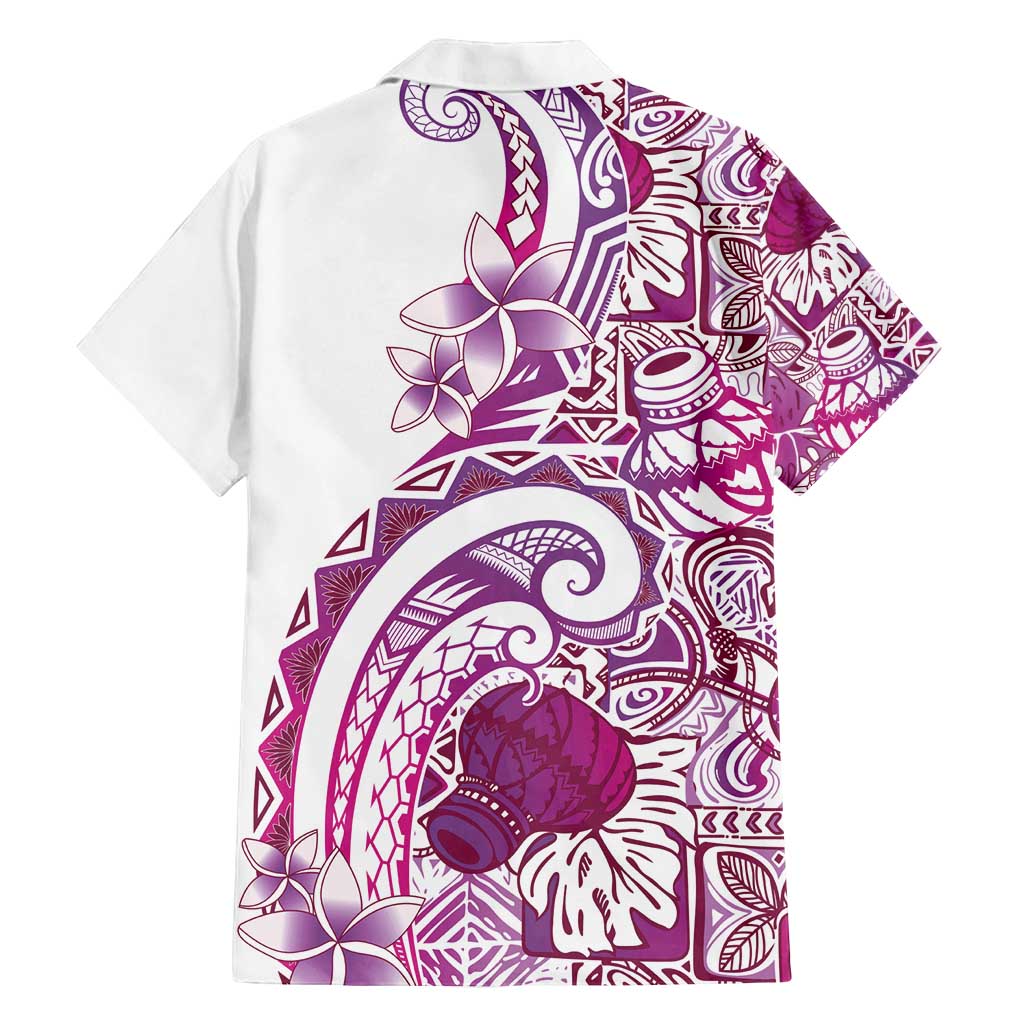 Aloha Hawaii Tapa Family Matching Off Shoulder Short Dress and Hawaiian Shirt Vibrant Fuchsia Hawaiian Ipu LT7 - Polynesian Pride