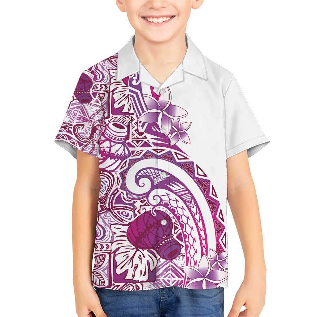 Aloha Hawaii Tapa Family Matching Puletasi and Hawaiian Shirt Vibrant Fuchsia Hawaiian Ipu LT7 Son's Shirt Fuchsia - Polynesian Pride