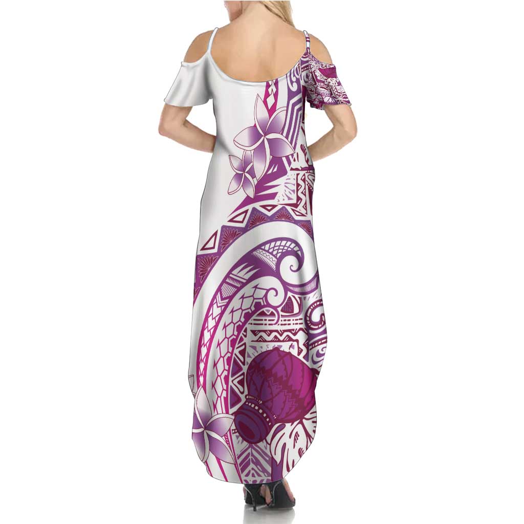 Aloha Hawaii Tapa Family Matching Summer Maxi Dress and Hawaiian Shirt Vibrant Fuchsia Hawaiian Ipu LT7 - Polynesian Pride