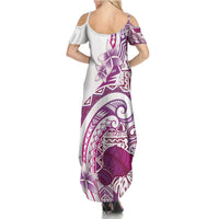 Aloha Hawaii Tapa Family Matching Summer Maxi Dress and Hawaiian Shirt Vibrant Fuchsia Hawaiian Ipu LT7 - Polynesian Pride