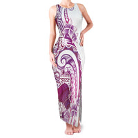 Aloha Hawaii Tapa Family Matching Tank Maxi Dress and Hawaiian Shirt Vibrant Fuchsia Hawaiian Ipu LT7 Mom's Dress Fuchsia - Polynesian Pride