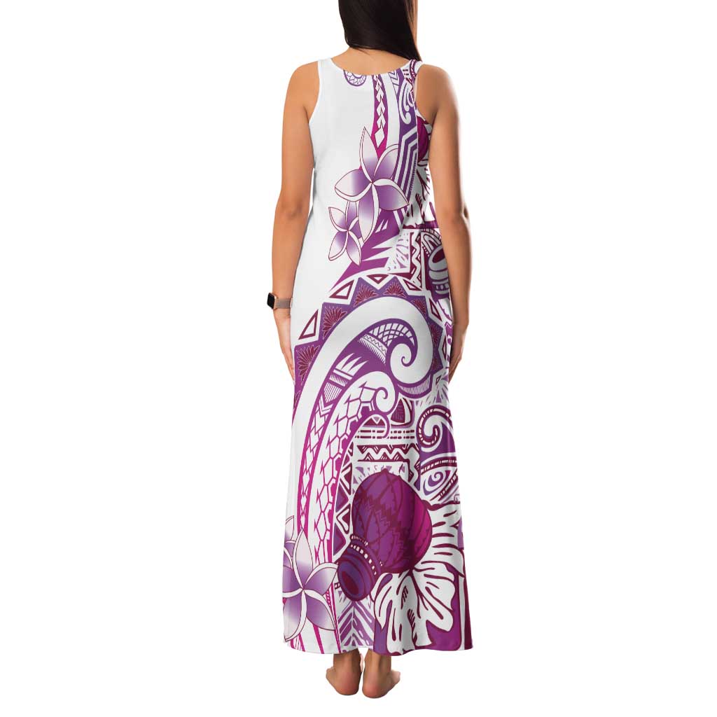 Aloha Hawaii Tapa Family Matching Tank Maxi Dress and Hawaiian Shirt Vibrant Fuchsia Hawaiian Ipu LT7 - Polynesian Pride