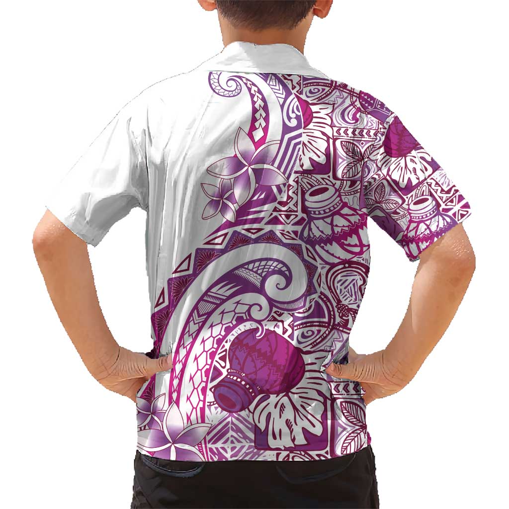 Aloha Hawaii Tapa Hawaiian Shirt Vibrant Fuchsia Hawaiian Ipu - Polynesian Pride