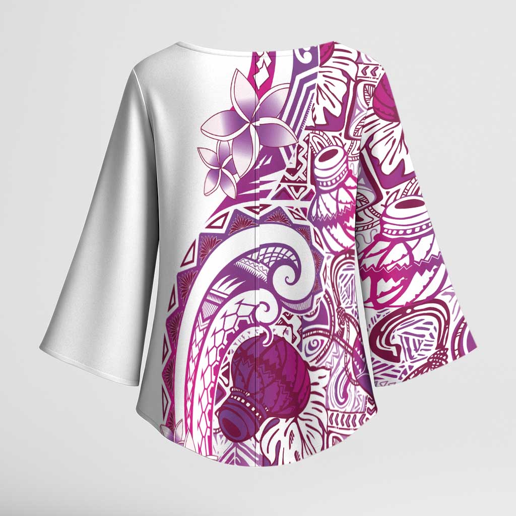 Aloha Hawaii Tapa Kimono Sleeve Blouse Vibrant Fuchsia Hawaiian Ipu LT7 - Polynesian Pride