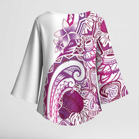 Aloha Hawaii Tapa Kimono Sleeve Blouse Vibrant Fuchsia Hawaiian Ipu LT7 - Polynesian Pride