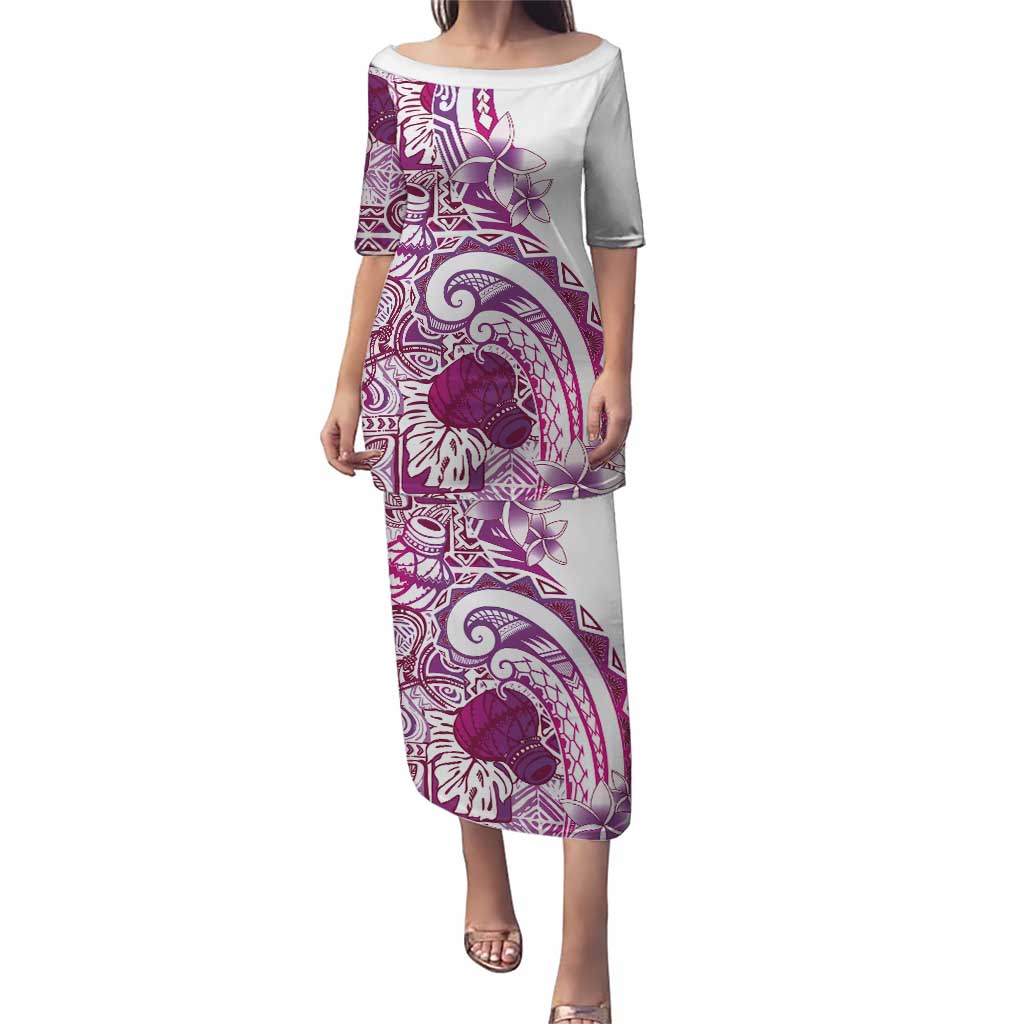 Aloha Hawaii Tapa Puletasi Vibrant Fuchsia Hawaiian Ipu - Polynesian Pride