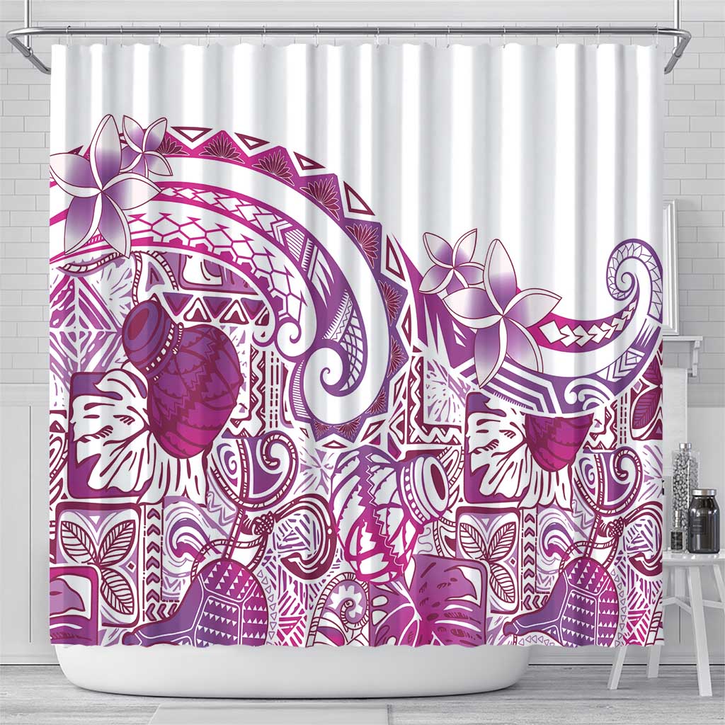 Aloha Hawaii Tapa Shower Curtain Vibrant Fuchsia Hawaiian Ipu LT7 - Polynesian Pride