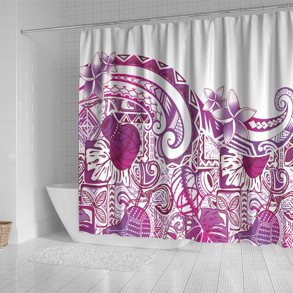 Aloha Hawaii Tapa Shower Curtain Vibrant Fuchsia Hawaiian Ipu LT7 - Polynesian Pride