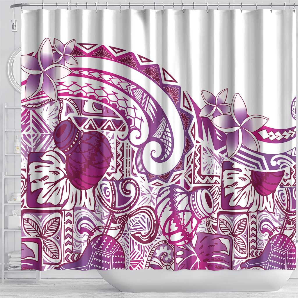 Aloha Hawaii Tapa Shower Curtain Vibrant Fuchsia Hawaiian Ipu LT7 - Polynesian Pride