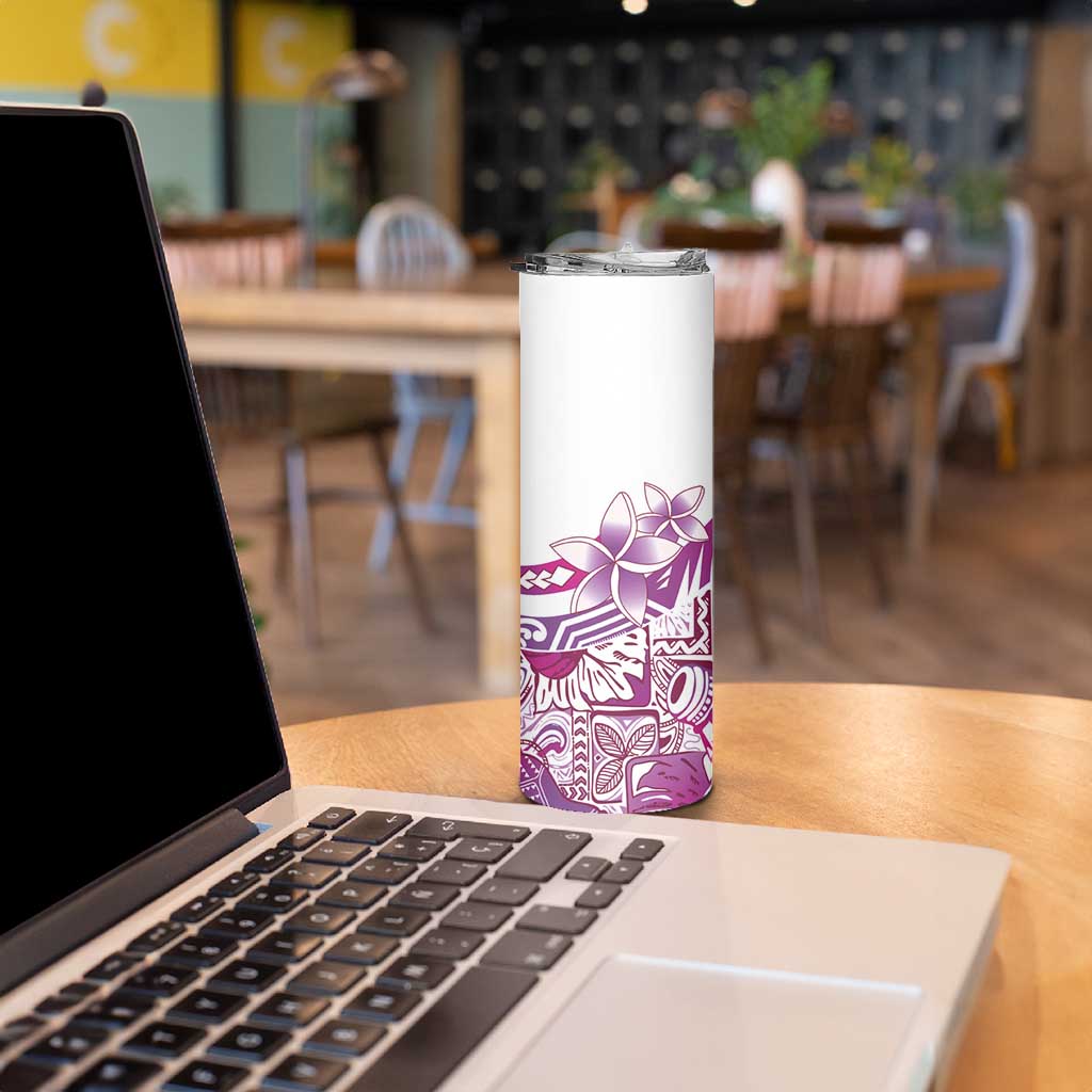 Aloha Hawaii Tapa Skinny Tumbler Vibrant Fuchsia Hawaiian Ipu - Polynesian Pride