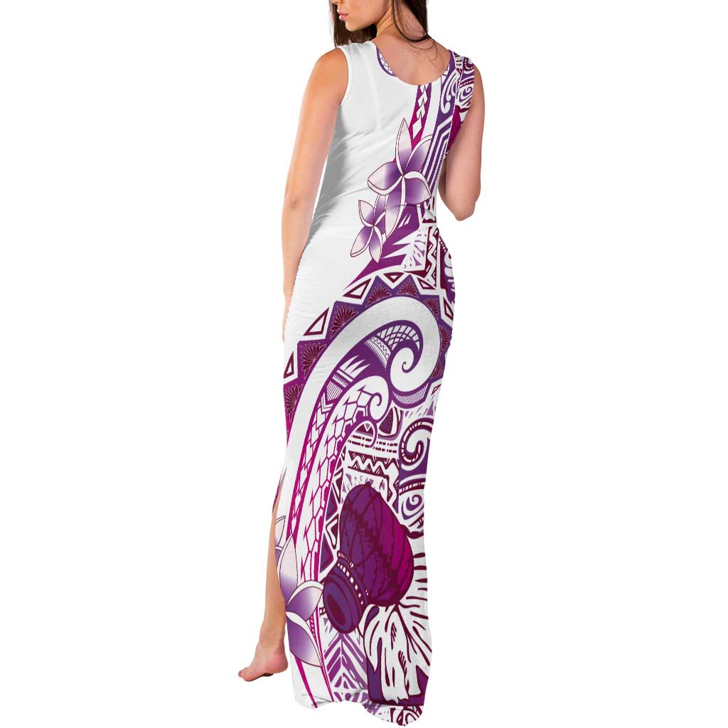 Aloha Hawaii Tapa Tank Maxi Dress Vibrant Fuchsia Hawaiian Ipu LT7 - Polynesian Pride