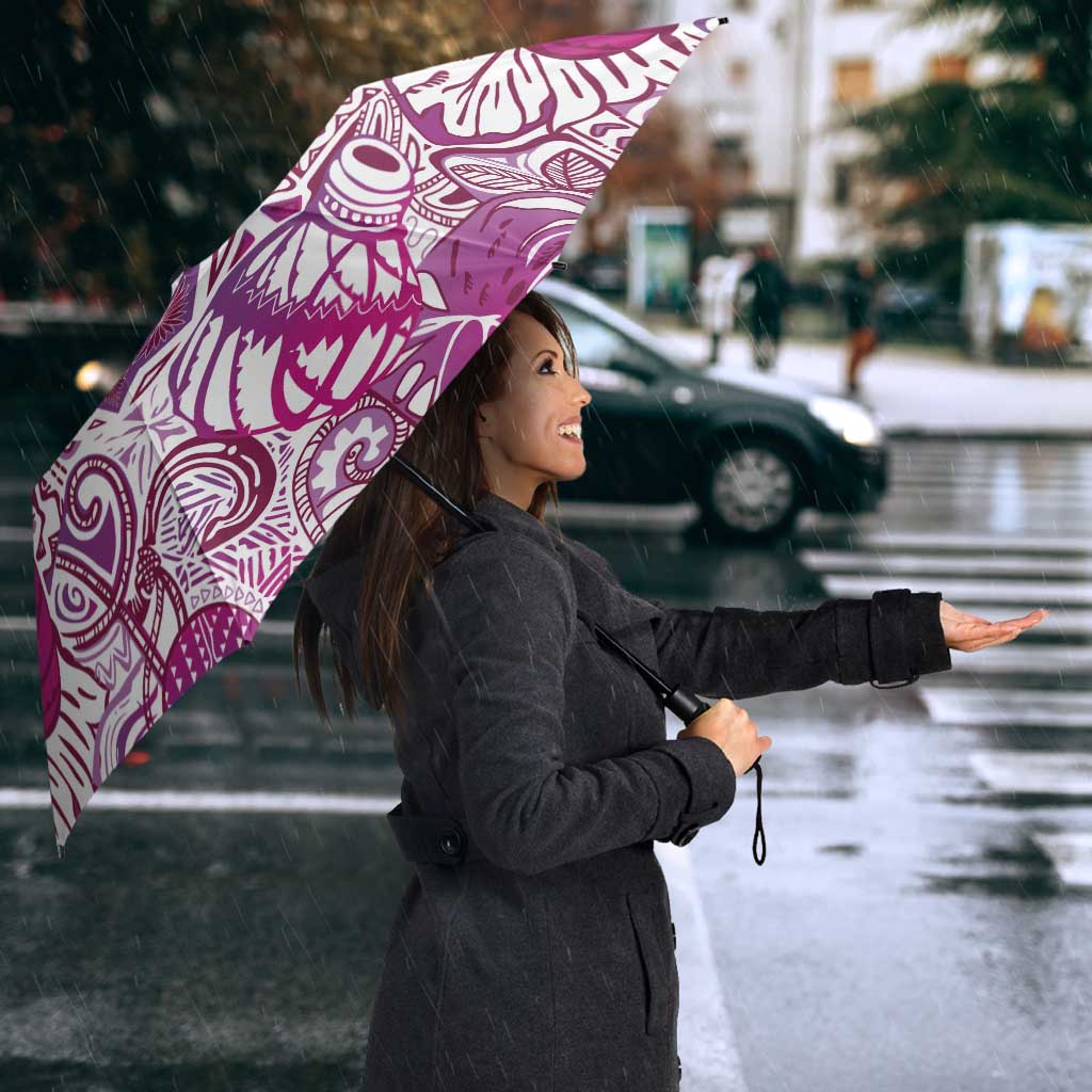 Aloha Hawaii Tapa Umbrella Vibrant Fuchsia Hawaiian Ipu - Polynesian Pride