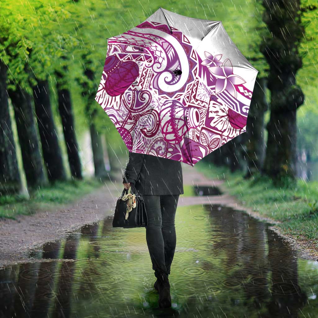 Aloha Hawaii Tapa Umbrella Vibrant Fuchsia Hawaiian Ipu - Polynesian Pride