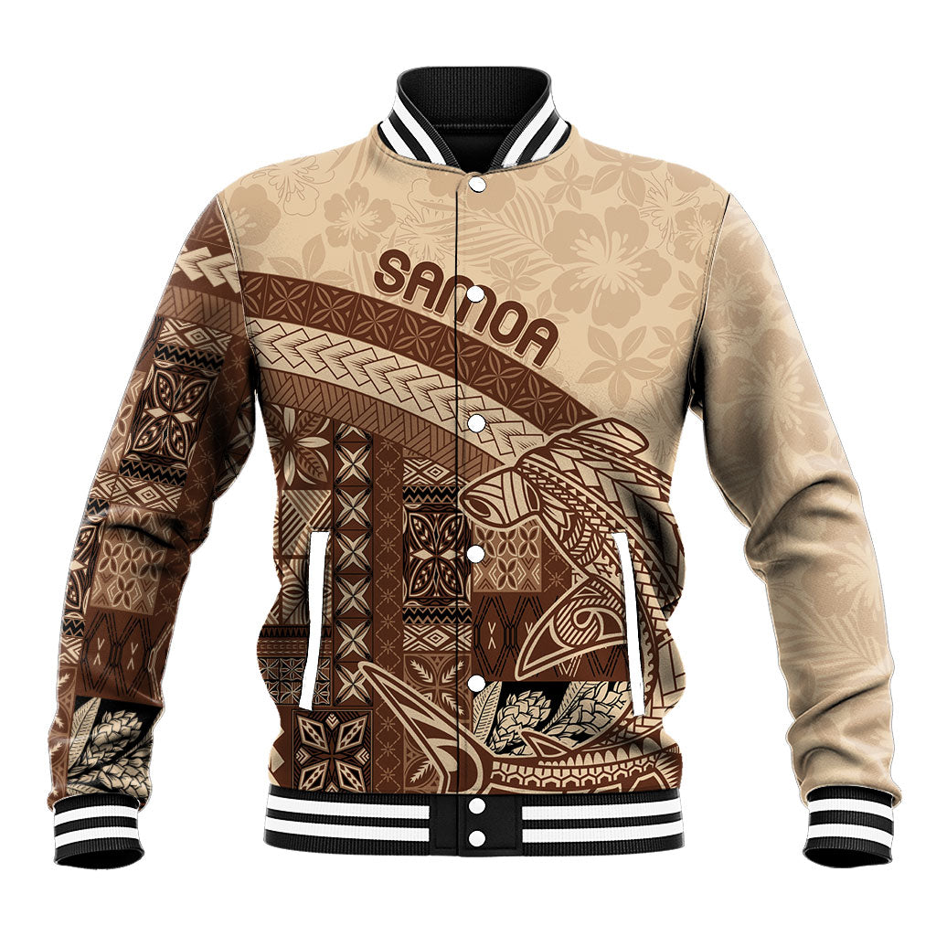Samoa Mamanu Siapo Mocha Baseball Jacket Tatau Malie LT7 Unisex Beige - Polynesian Pride