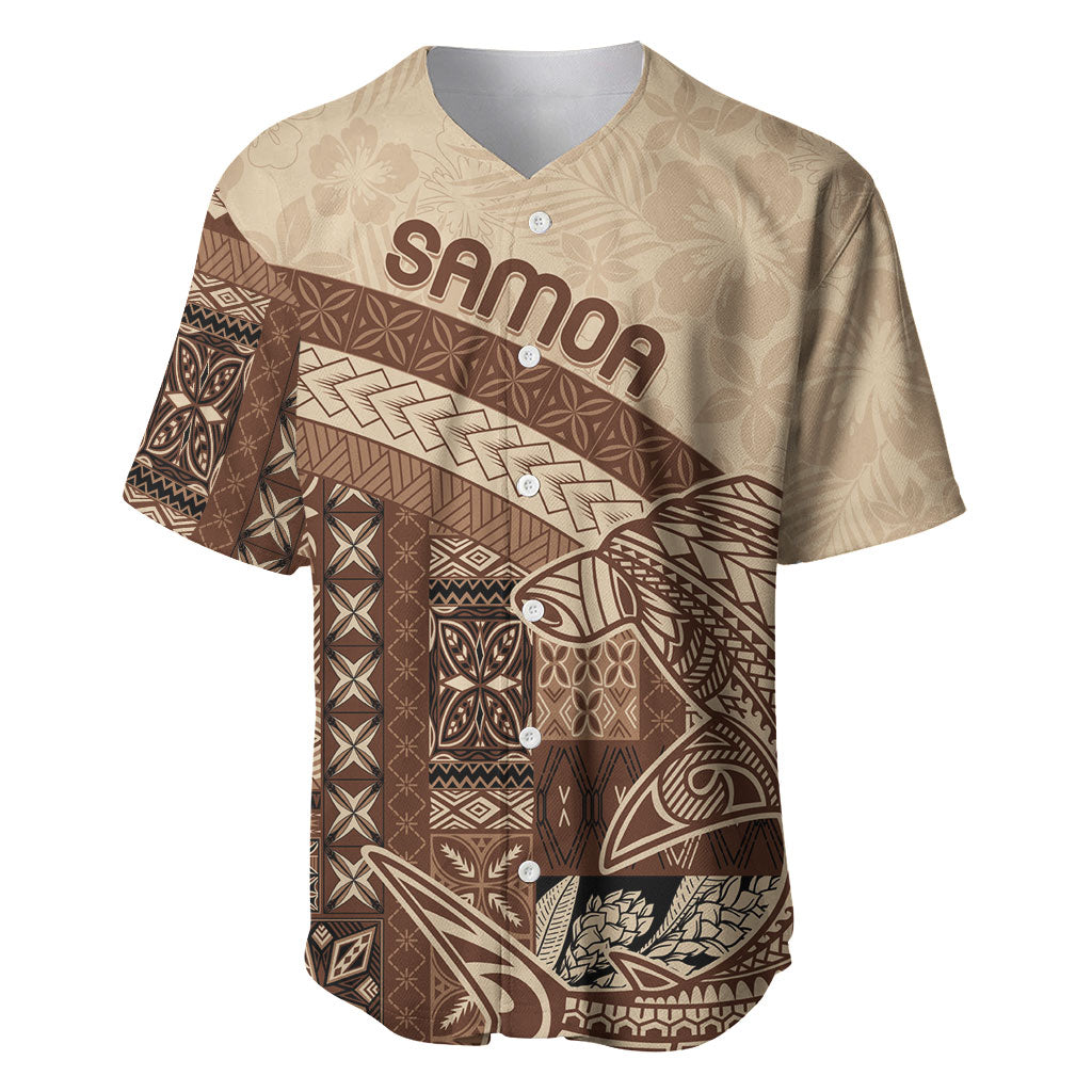 Samoa Mamanu Siapo Mocha Baseball Jersey Tatau Malie LT7 Beige - Polynesian Pride