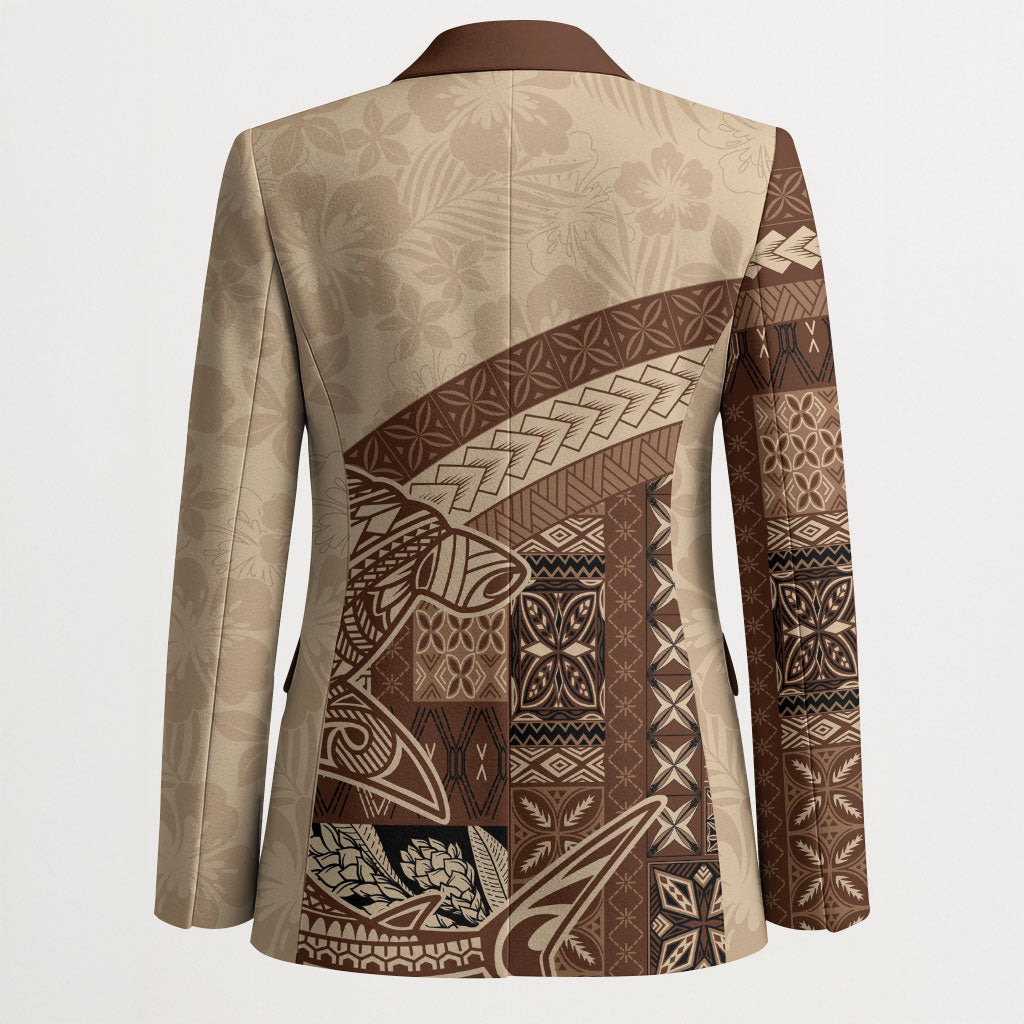 Samoa Mamanu Siapo Mocha Blazer Tatau Malie