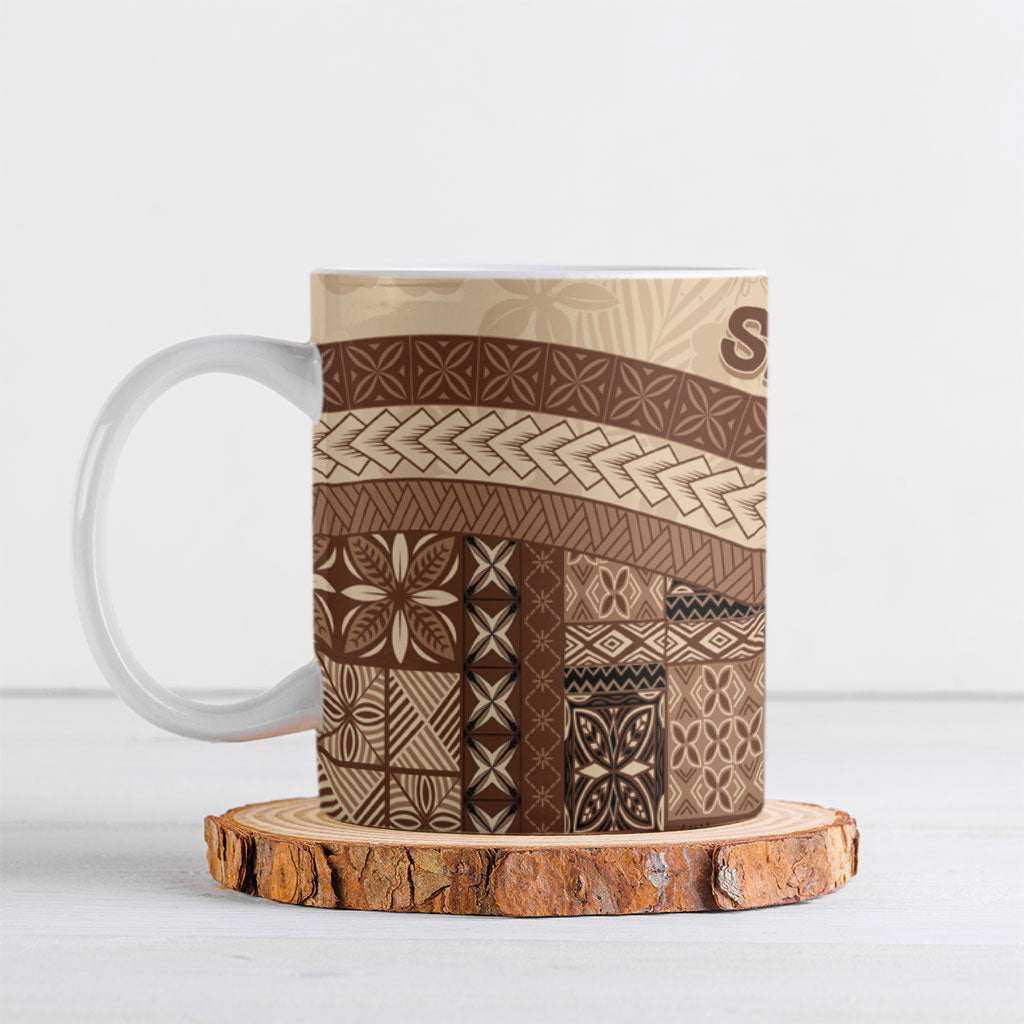 Samoa Mamanu Siapo Mocha Ceramic Mug Tatau Malie LT7 Beige - Polynesian Pride