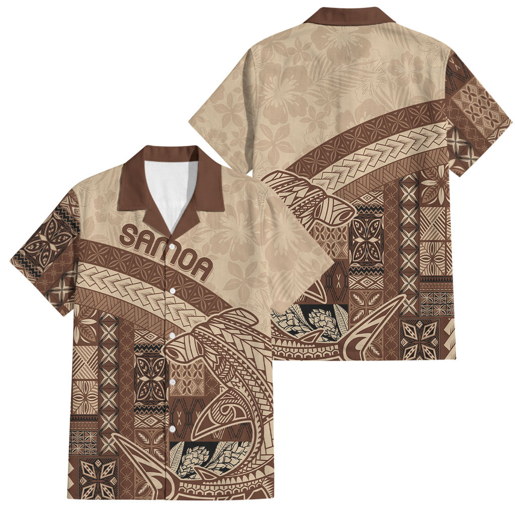 Samoa Mamanu Siapo Mocha Family Matching Puletasi and Hawaiian Shirt Tatau Malie