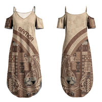 Samoa Mamanu Siapo Mocha Family Matching Summer Maxi Dress and Hawaiian Shirt Tatau Malie