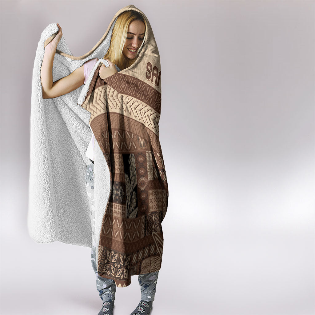 Samoa Mamanu Siapo Mocha Hooded Blanket Tatau Malie