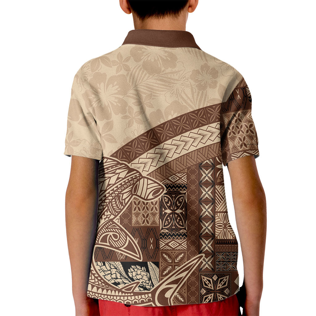 Samoa Mamanu Siapo Mocha Kid Polo Shirt Tatau Malie