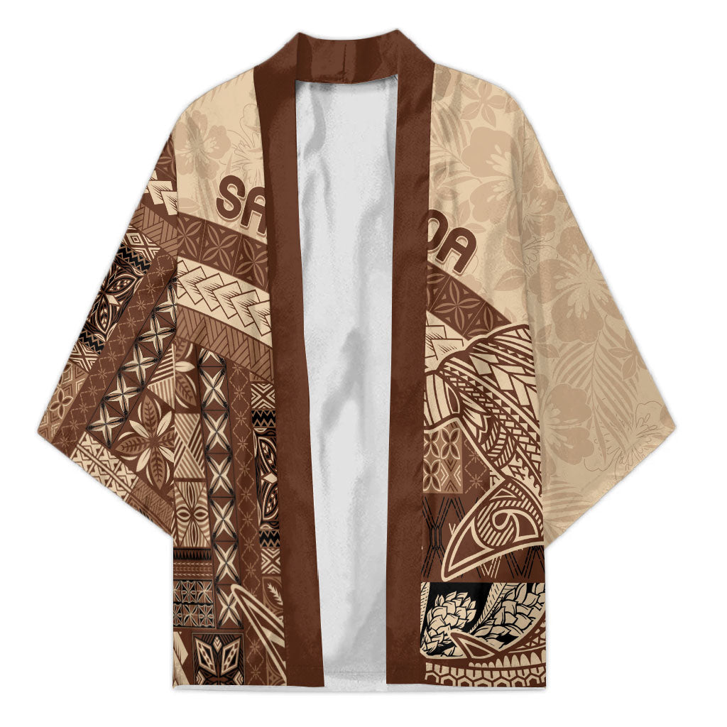 Samoa Mamanu Siapo Mocha Kimono Tatau Malie LT7 Unisex Beige - Polynesian Pride