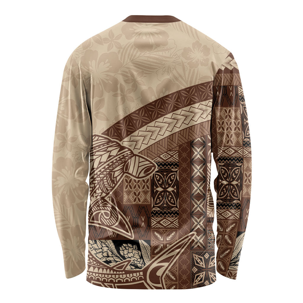 Samoa Mamanu Siapo Mocha Long Sleeve Shirt Tatau Malie