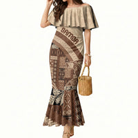 Samoa Mamanu Siapo Mocha Mermaid Dress Tatau Malie