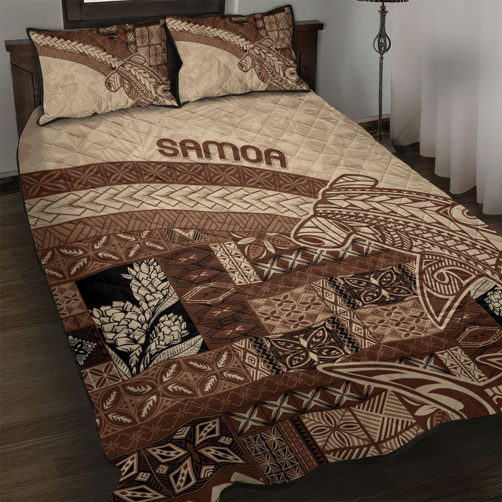 Samoa Mamanu Siapo Mocha Quilt Bed Set Tatau Malie