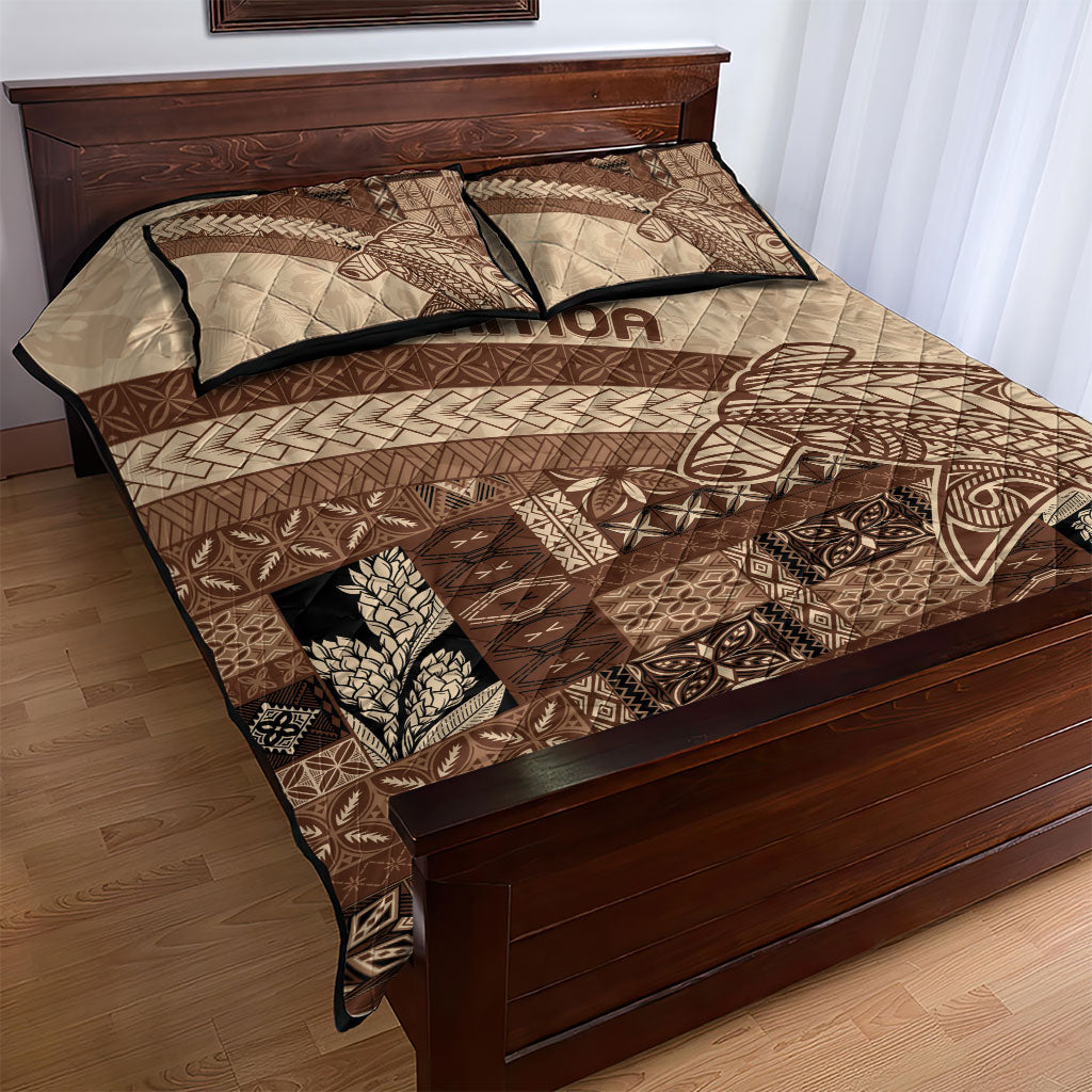 Samoa Mamanu Siapo Mocha Quilt Bed Set Tatau Malie