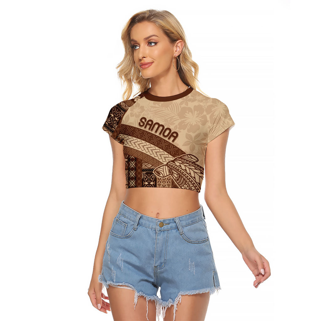 Samoa Mamanu Siapo Mocha Raglan Cropped T Shirt Tatau Malie