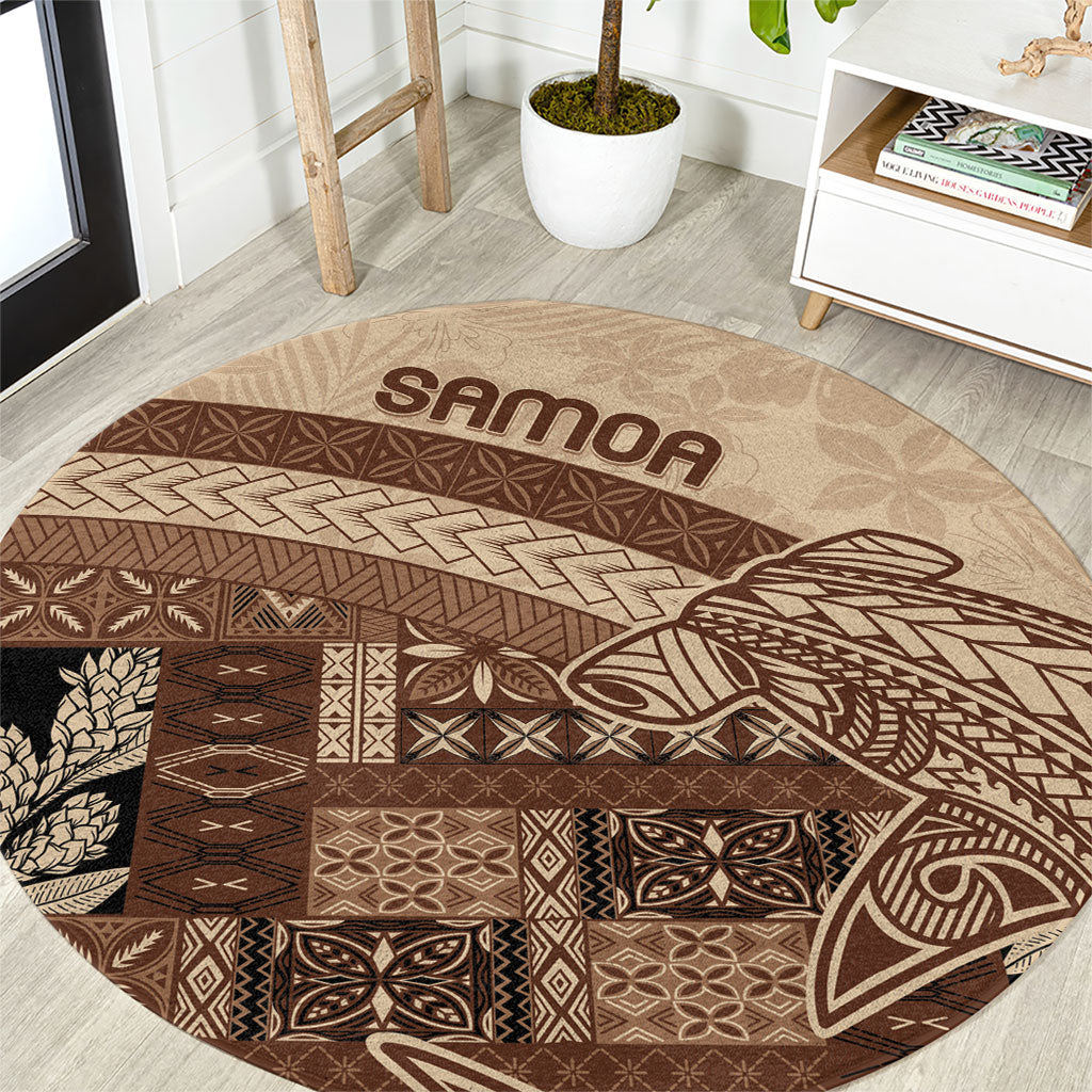 Samoa Mamanu Siapo Mocha Round Carpet Tatau Malie