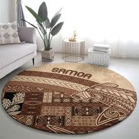 Samoa Mamanu Siapo Mocha Round Carpet Tatau Malie