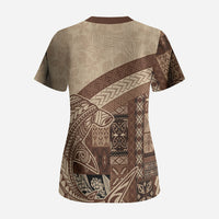 Samoa Mamanu Siapo Mocha Scrub Top Tatau Malie