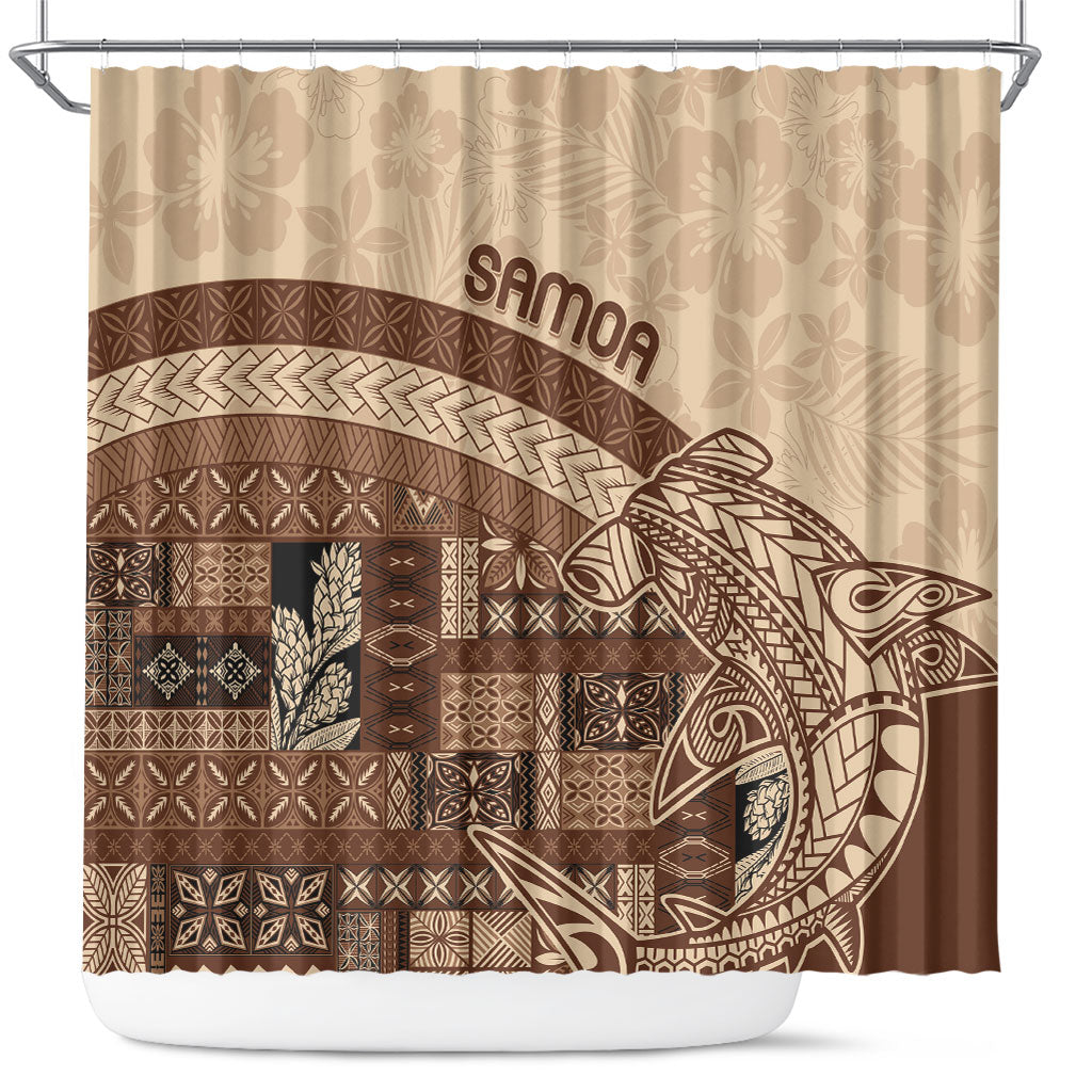 Samoa Mamanu Siapo Mocha Shower Curtain Tatau Malie