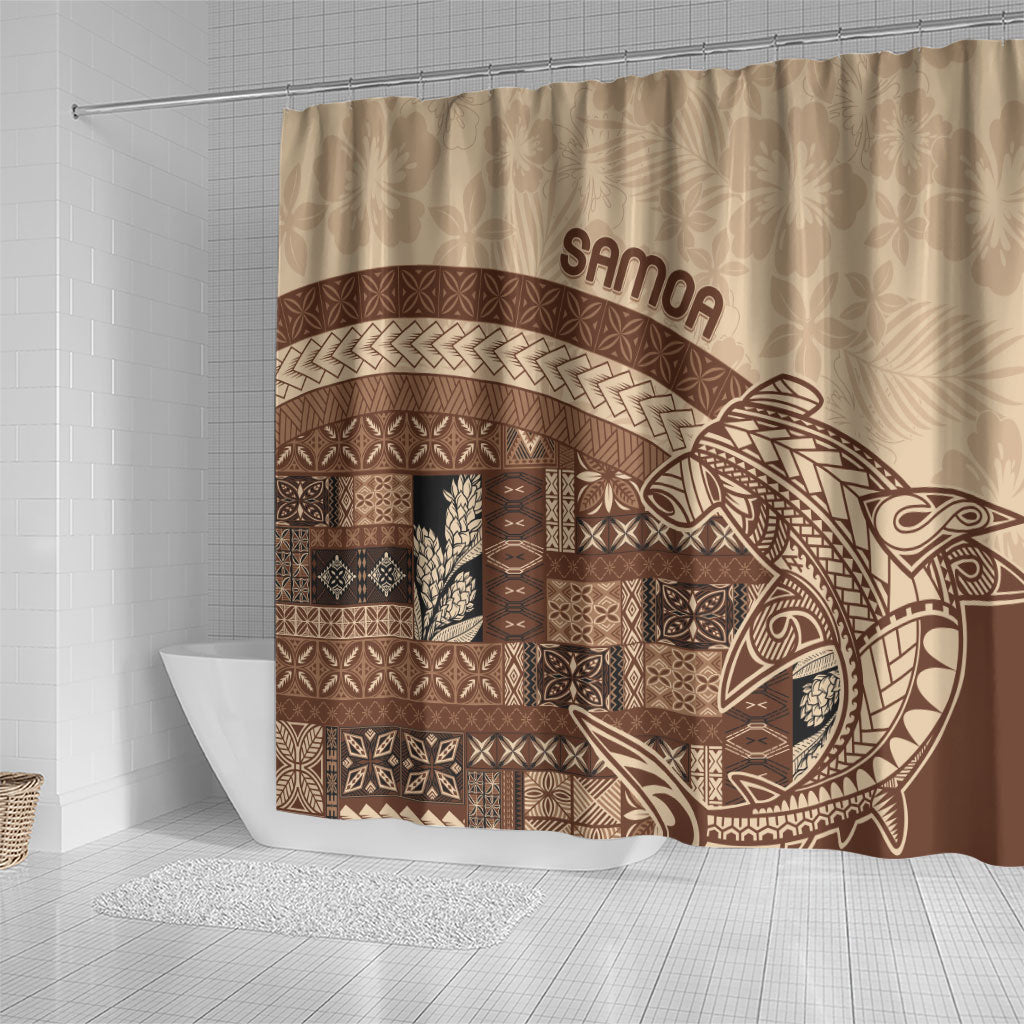 Samoa Mamanu Siapo Mocha Shower Curtain Tatau Malie