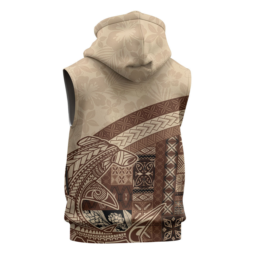 Samoa Mamanu Siapo Mocha Sleeveless Hoodie Tatau Malie