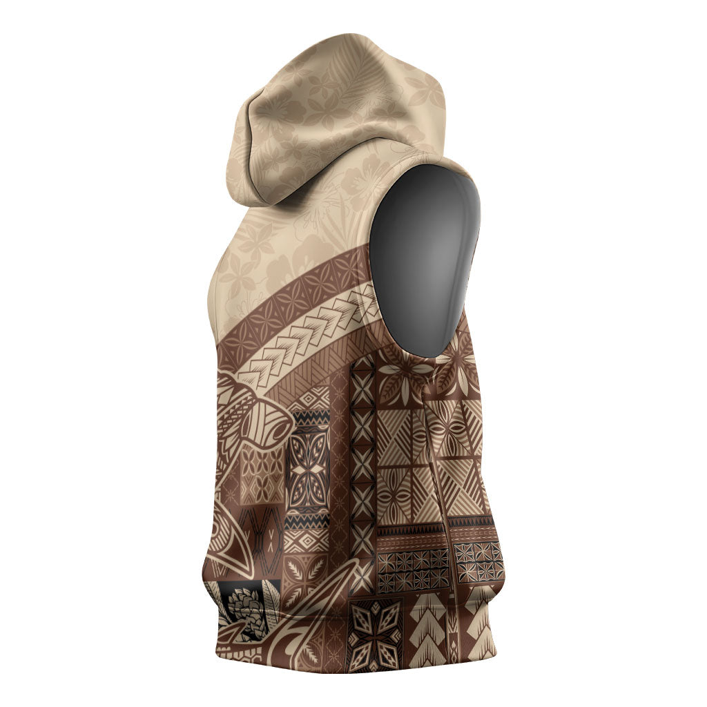 Samoa Mamanu Siapo Mocha Sleeveless Hoodie Tatau Malie