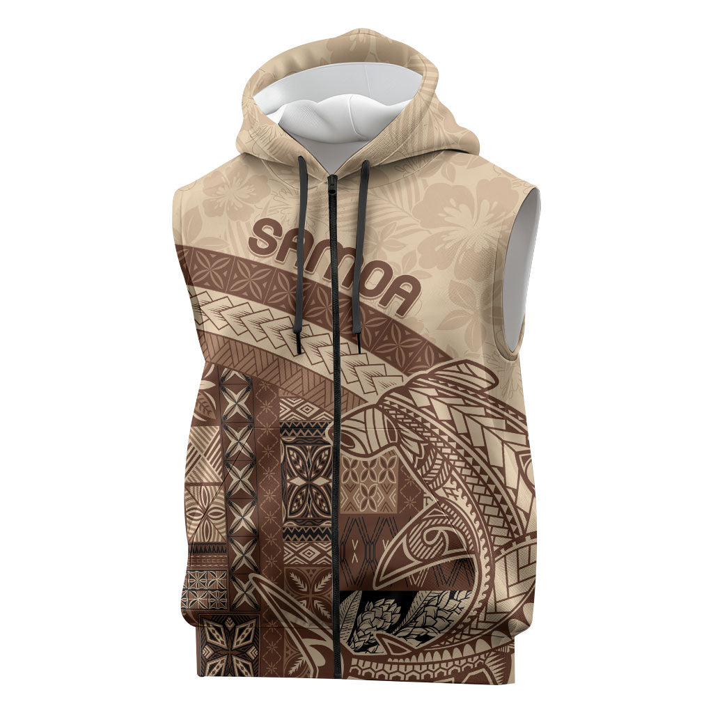 Samoa Mamanu Siapo Mocha Sleeveless Zip Hoodie Tatau Malie