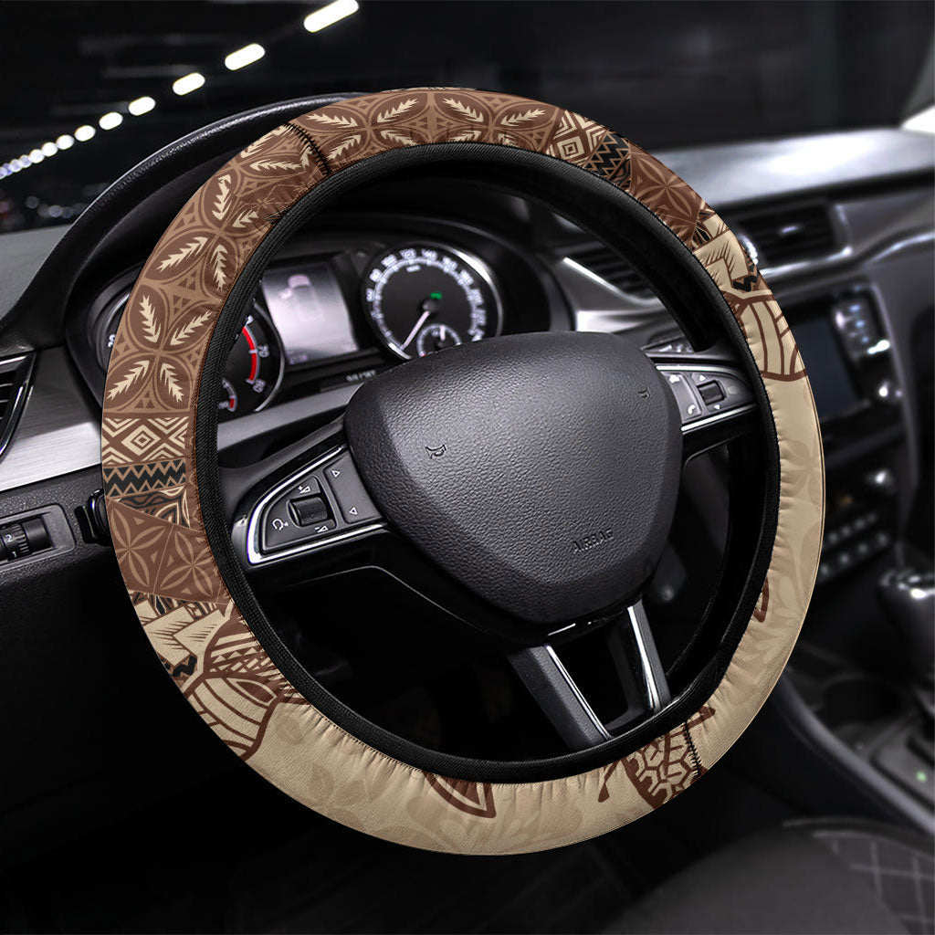 Samoa Mamanu Siapo Mocha Steering Wheel Cover Tatau Malie