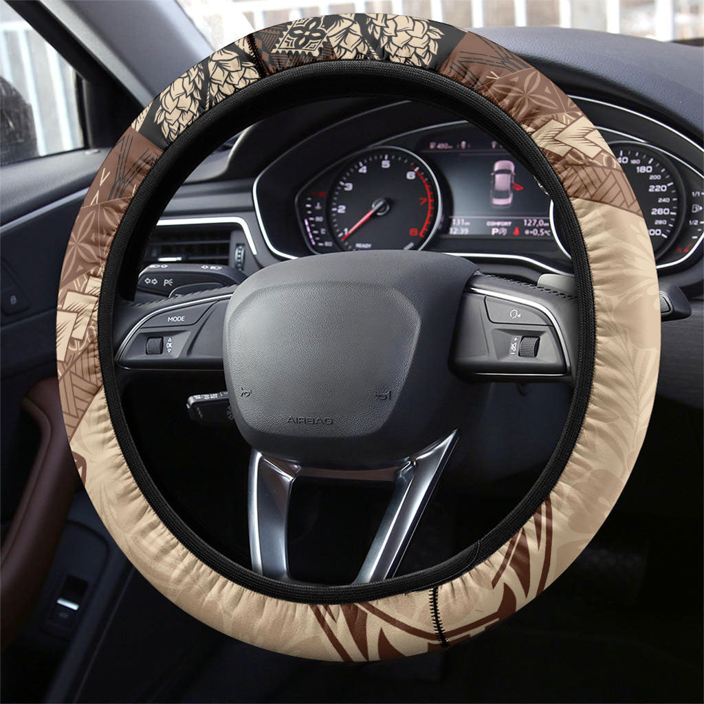 Samoa Mamanu Siapo Mocha Steering Wheel Cover Tatau Malie