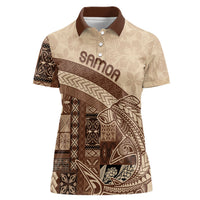 Samoa Mamanu Siapo Mocha Women Polo Shirt Tatau Malie
