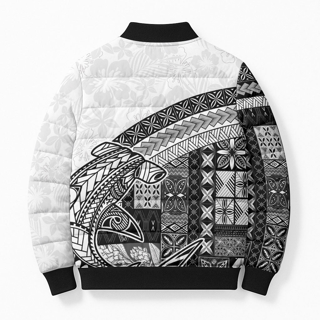Samoa Mamanu Siapo Classic Black Bomber Puffer Jacket Tatau Malie