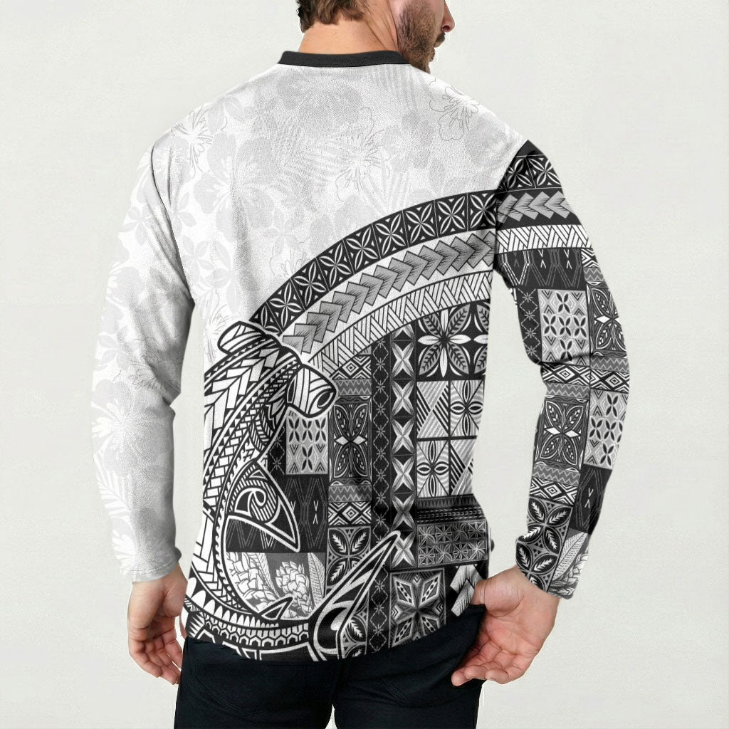 Samoa Mamanu Siapo Classic Black Button Sweatshirt Tatau Malie